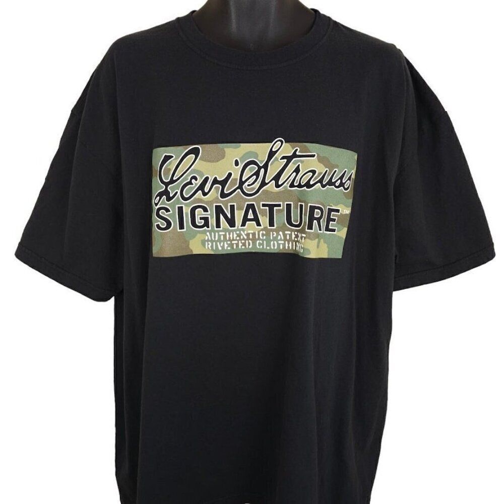 Vintage Levis T Shirt Mens Size 2XL Black Y2K Levi Strauss & Co Signature